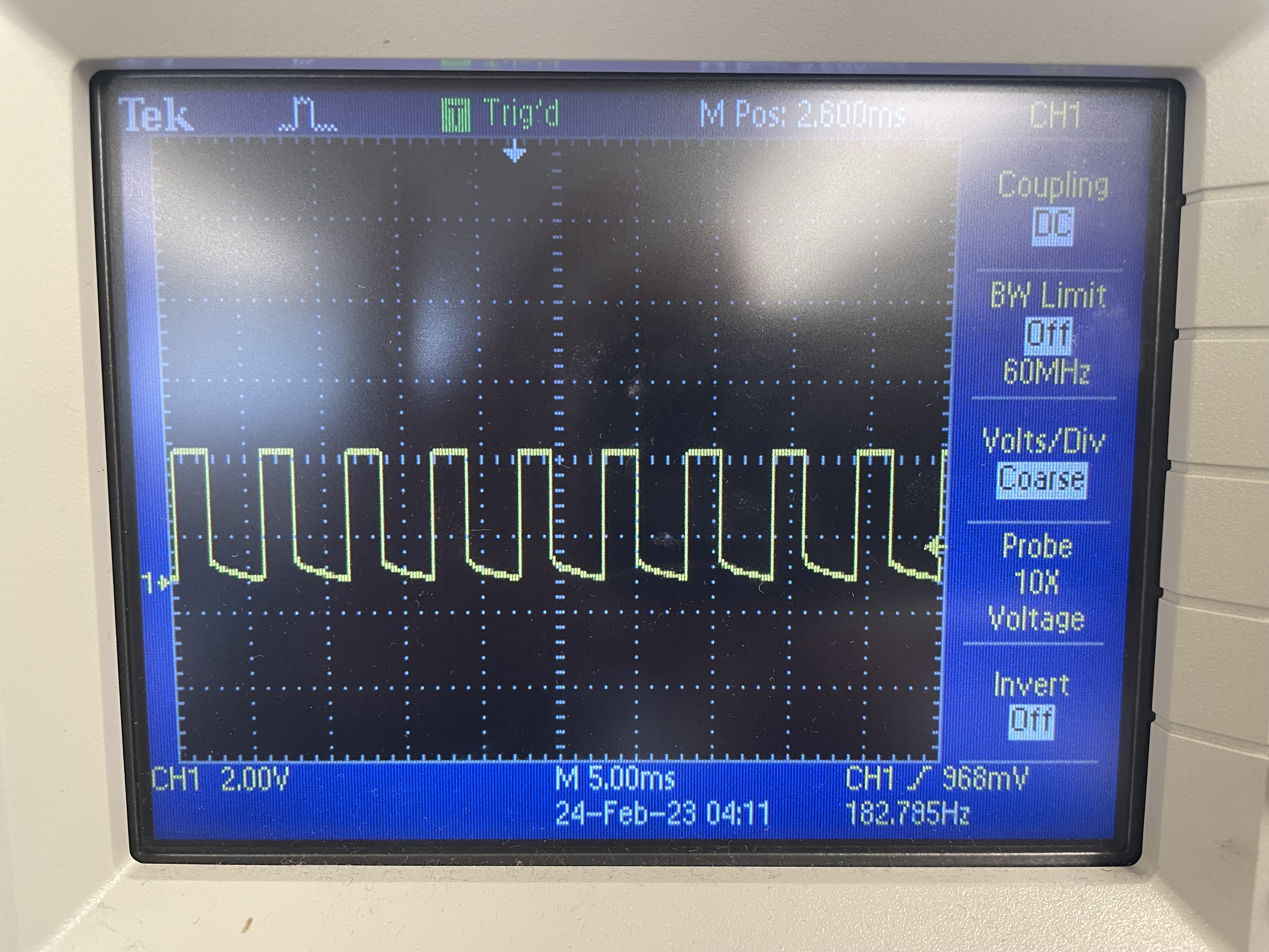 Picture of Oscilloscope and the Wave Form - 100 PWM Signal